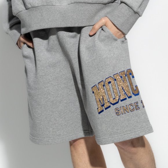NWT Moncler Men's Terry Champagne Logo Sweat Shorts - Picture 5 of 7